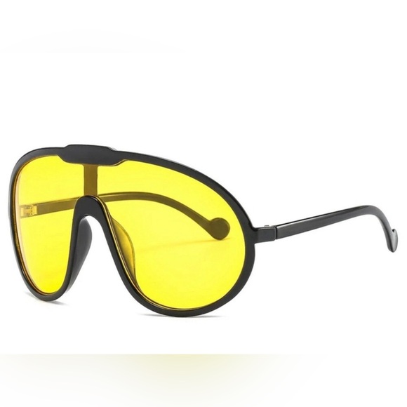 Yellow Oversized One-piece Sunglasses - Picture 6 of 11